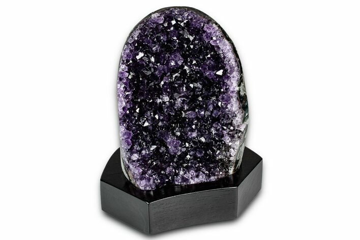 Deep Purple Amethyst Geode With Wood Base - Uruguay #342746